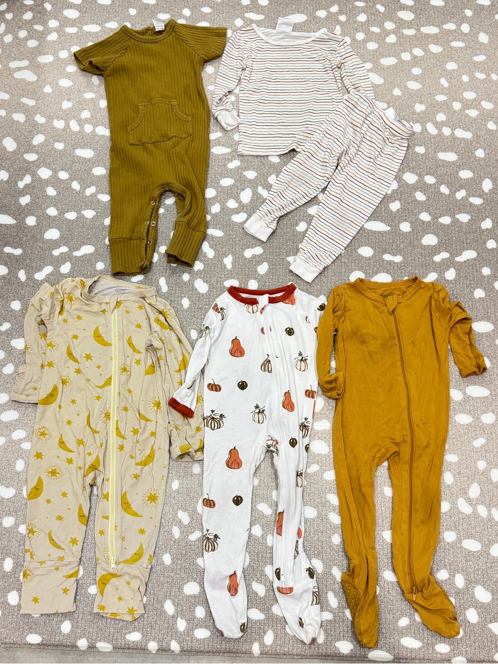 Lot of 6 bamboo footies zippy baby unisex set neutral sleeper coverall pajamas